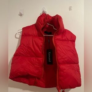 Red puffer vest